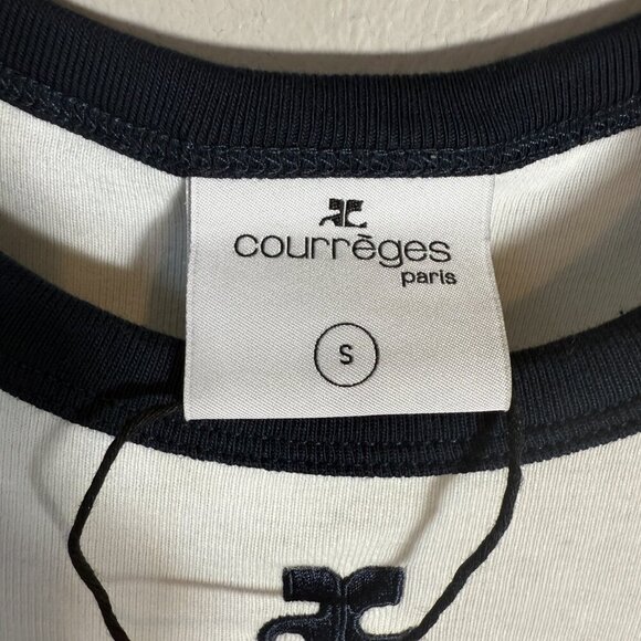 Courreges Paris Embroidered Cotton-Jersey Mini Dress Women's Small White NWT - Picture 13 of 14